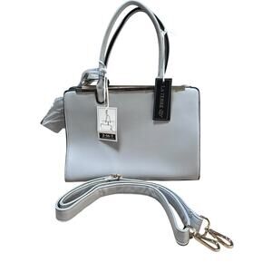 La Terre 2-in-1 Gray Structured Handbag Tote Crossbody Bag Vegan Leather